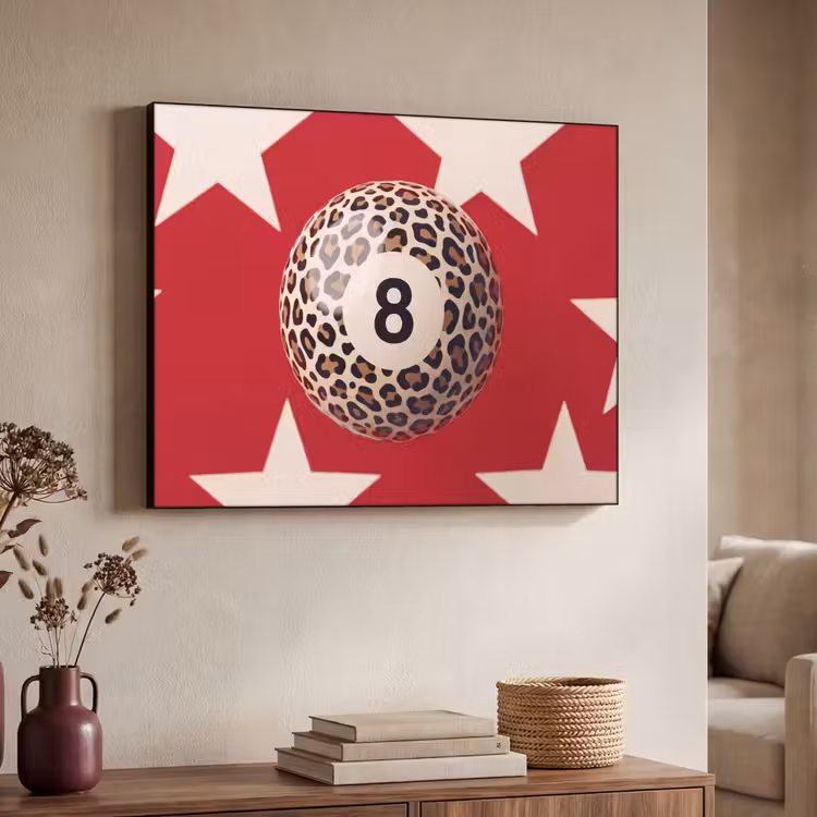 Spel - Dierenprint - Nummer 8 - Modern - Rood Textielframe zwart klein -sfeer3