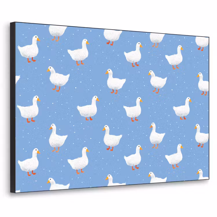 Ganzen - Elegant - Blauw Textielframe zwart klein 947 -3d