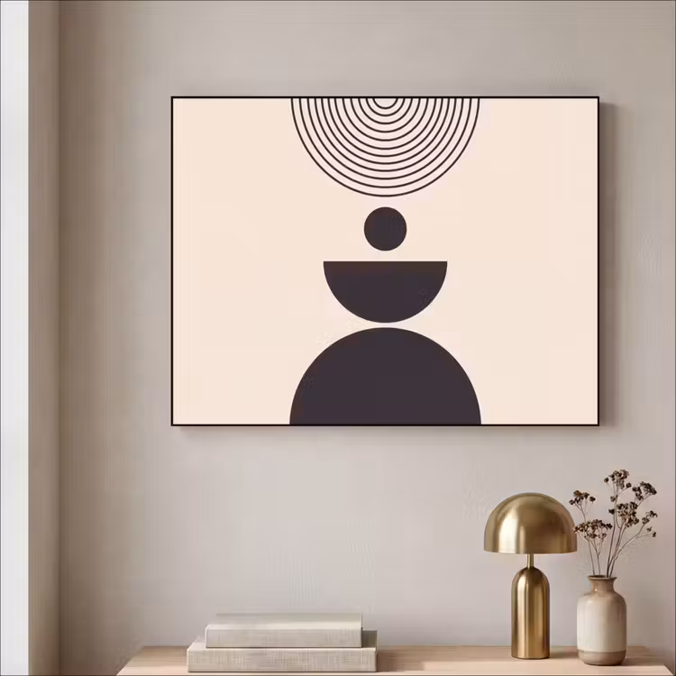 Art Frame - Geometric Balance - Art - Geometrische balans - Kunst Textielframe zwart klein