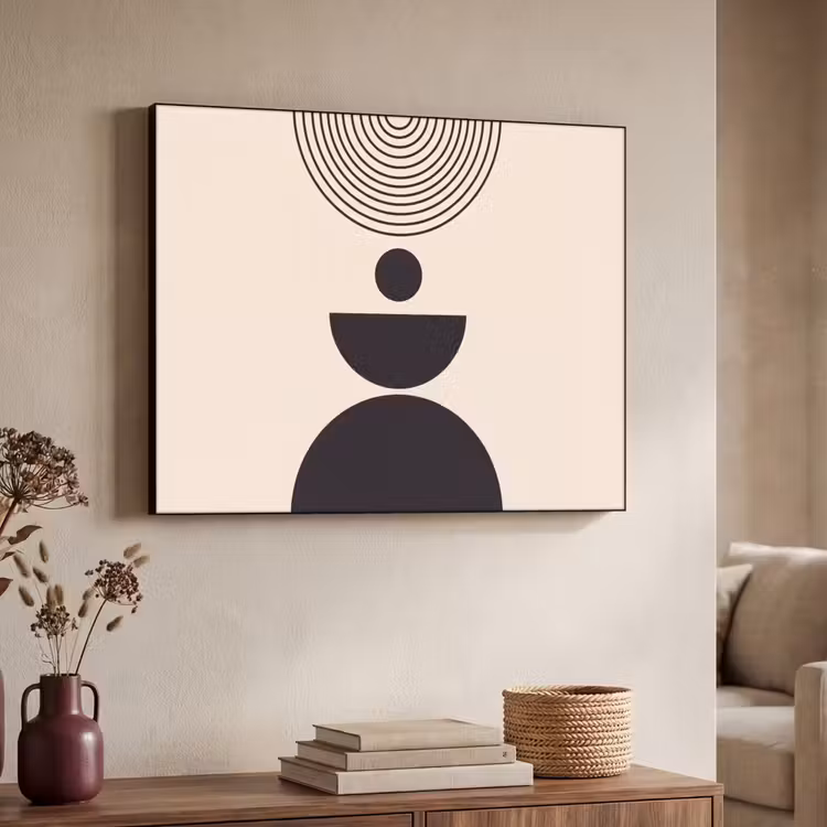 Art Frame - Geometric Balance - Art - Geometrische balans - Kunst Textielframe zwart klein