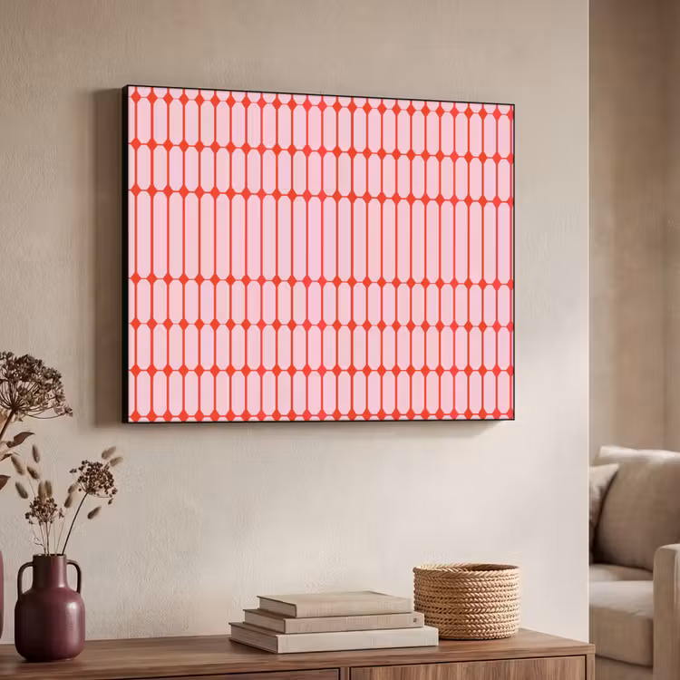 Geometrisch - Minimalistisch - Rood - Roze Textielframe zwart klein 947 -sfeer3