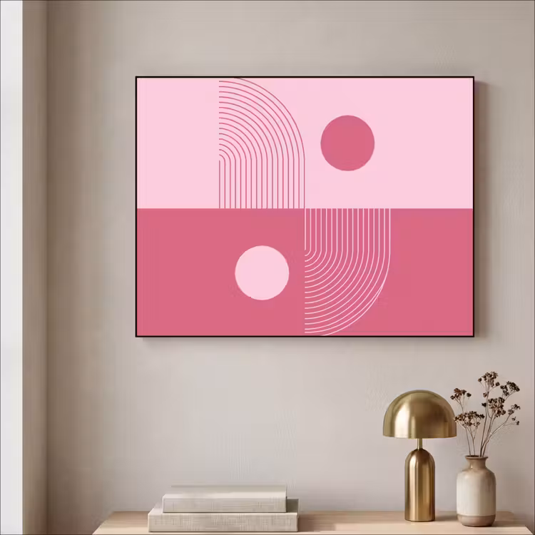 Geometrie - Patroon - Abstract - Roze - Modern Textielframe zwart klein -sfeer2