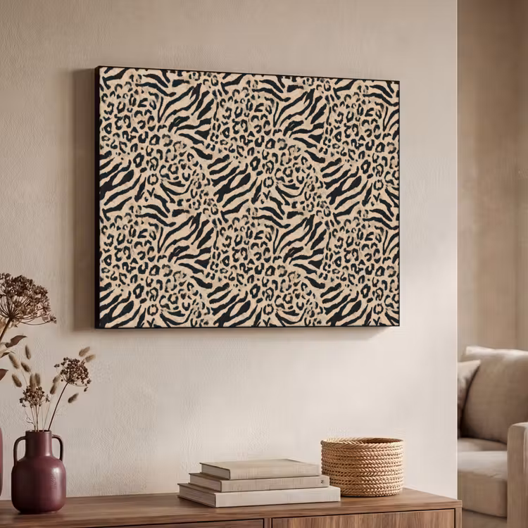 Giraf - Zebra - Motief - Bruin Textielframe zwart klein 947 -sfeer3