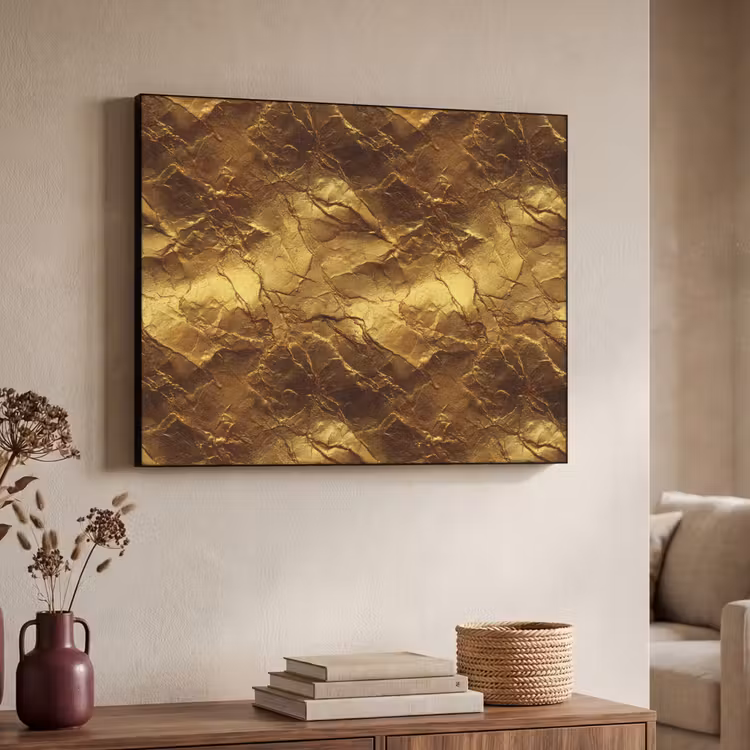 Bladgoud - Textuur - Goud Textielframe zwart klein 947 -sfeer3