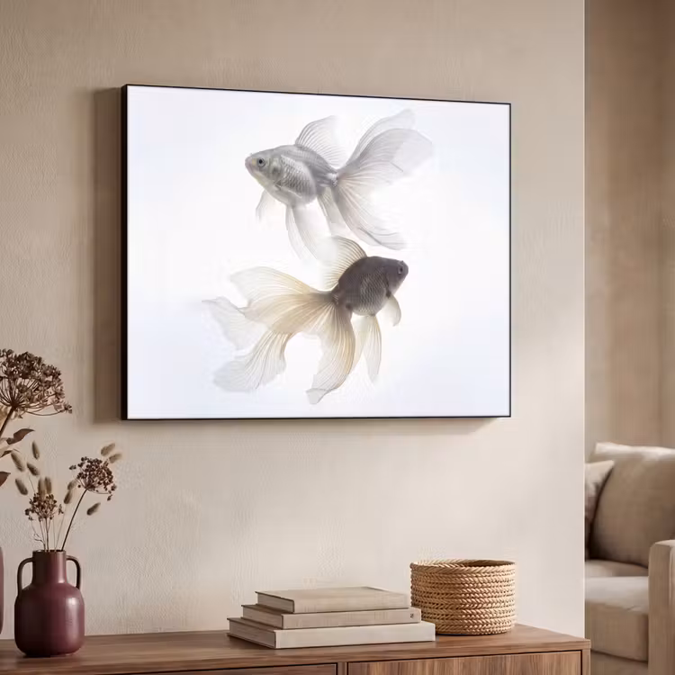 Goudvissen - Modern - Wit Textielframe zwart klein -sfeer3