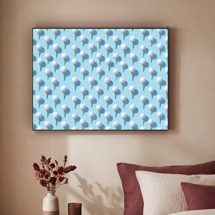 Golf - Ballen - Blauw Textielframe zwart klein 947 -sfeer1