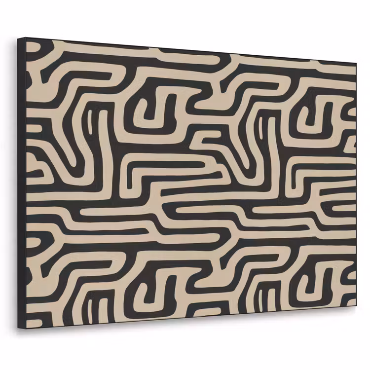 Grafisch - Lijnen - Zwart Textielframe zwart klein 947 -3d