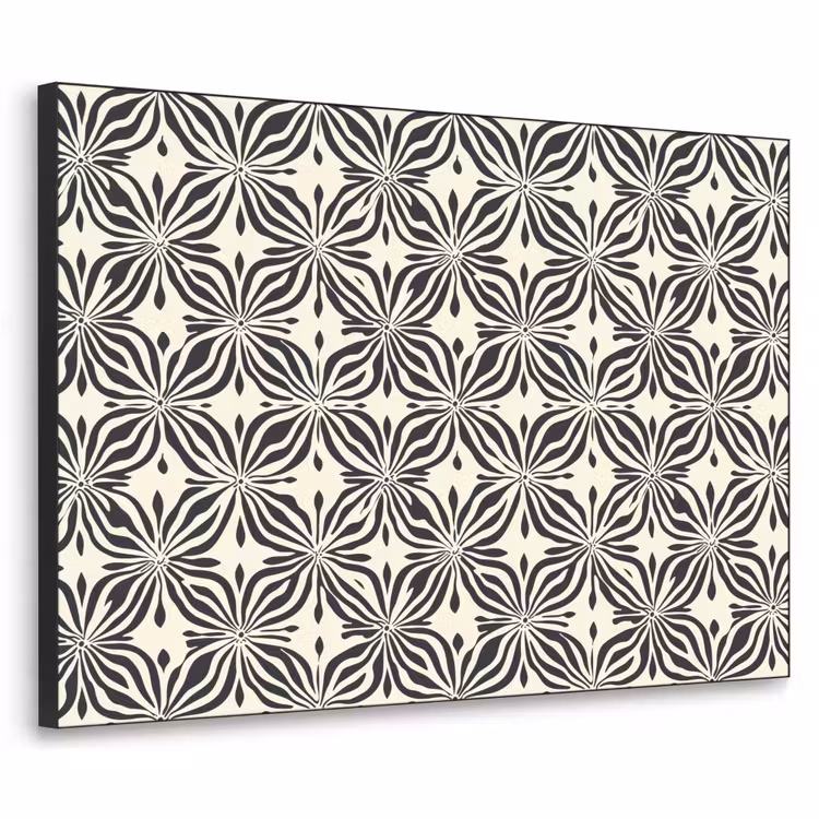 Grafisch - Patroon - Zwart Textielframe zwart klein 947 -3d