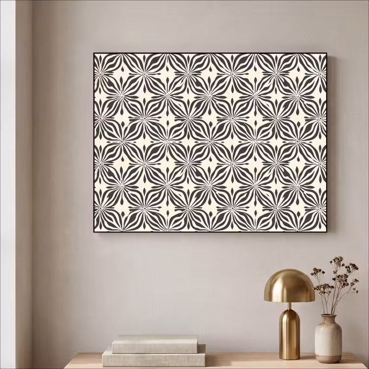 Grafisch - Patroon - Zwart Textielframe zwart klein 947 -sfeer2