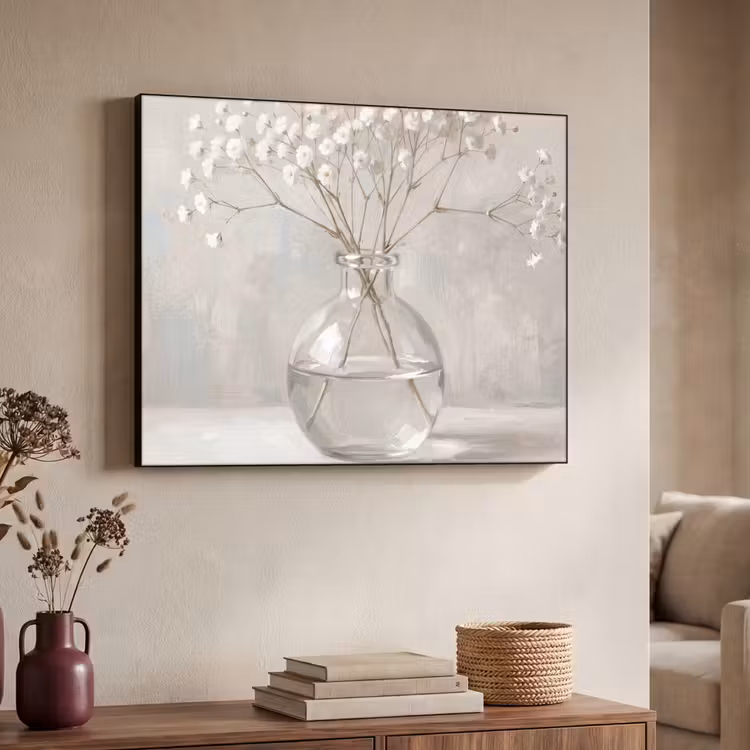 Gipskruid - Vaas - Wit Textielframe zwart klein -sfeer3