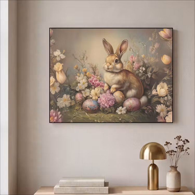 Haas - Stilleven - Bloemen Textielframe zwart klein -sfeer2