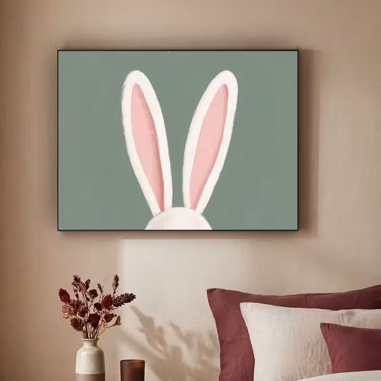 Hazen - Oren - Roze Textielframe - compleet frame klein -sfeer1