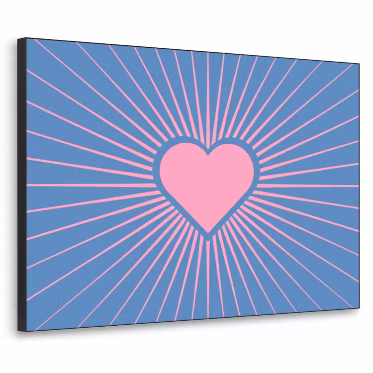 Hart - Stralen - Liefde - Modern - Roze Textielframe zwart klein -3d