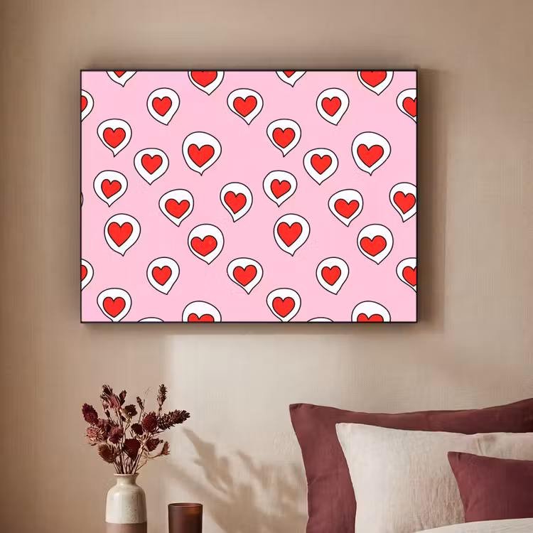 Hartjes - Patroon - Rood Textielframe zwart klein 947 -sfeer1