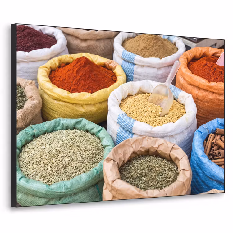 Art Frame - Herbs - Bags - Market - Kruiden - Zakken - Markt Textielframe zwart klein