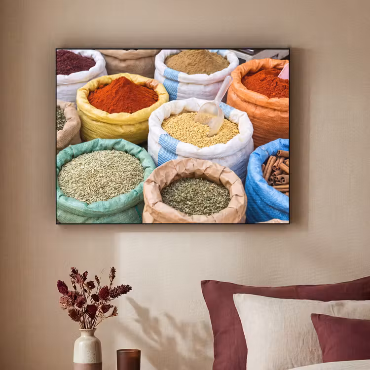 Art Frame - Herbs - Bags - Market - Kruiden - Zakken - Markt Textielframe zwart klein