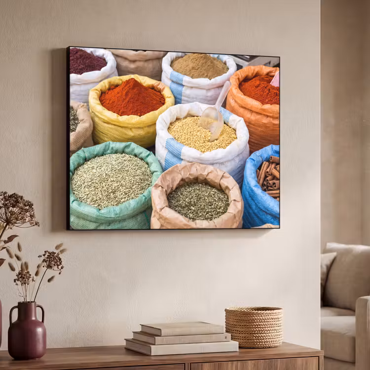 Art Frame - Herbs - Bags - Market - Kruiden - Zakken - Markt Textielframe zwart klein