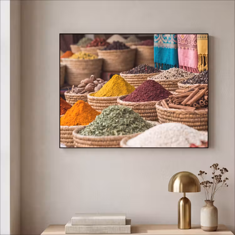 Art Frame - Herbs - Baskets - Oriental - Kruiden - Manden - Oosters Textielframe zwart klein