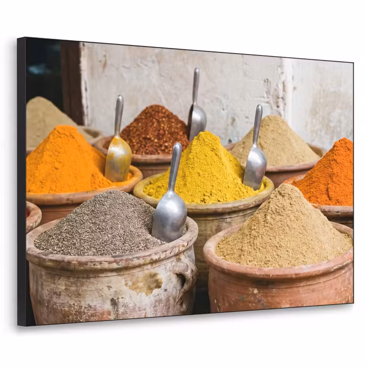 Art Frame - Herbs - Jars - Asian - Kruiden - Potten - Oosters Textielframe zwart klein