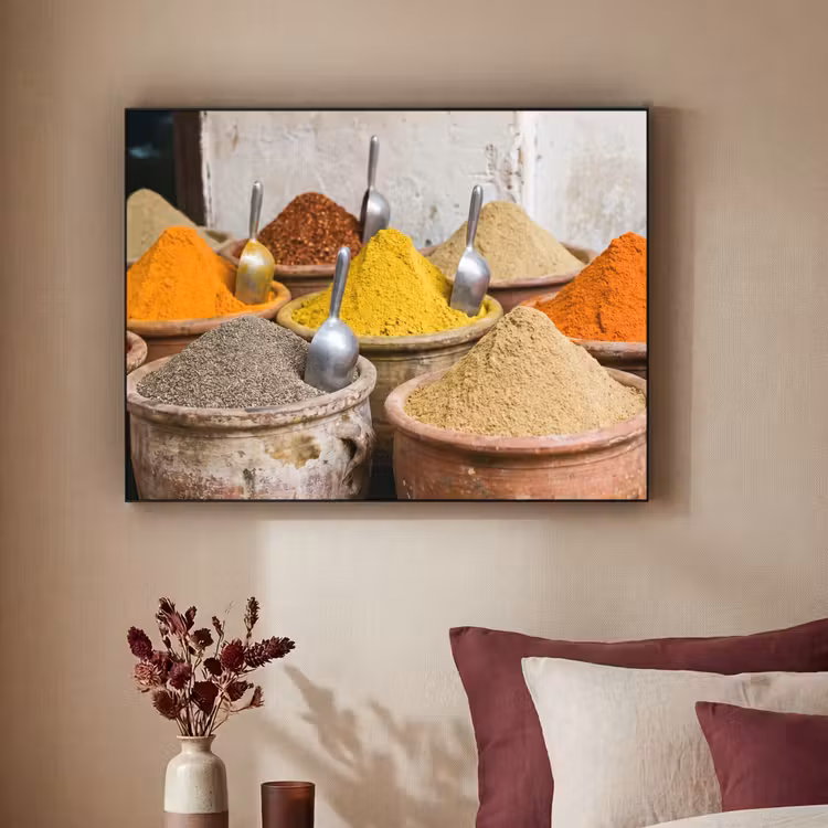 Art Frame - Herbs - Jars - Asian - Kruiden - Potten - Oosters Textielframe zwart klein