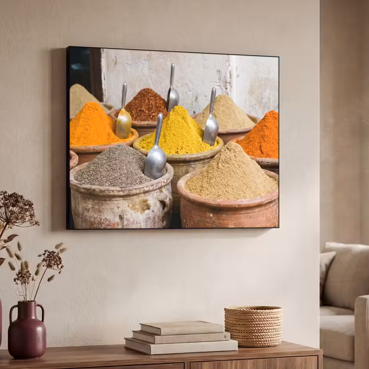 Art Frame - Herbs - Jars - Asian - Kruiden - Potten - Oosters Textielframe zwart klein