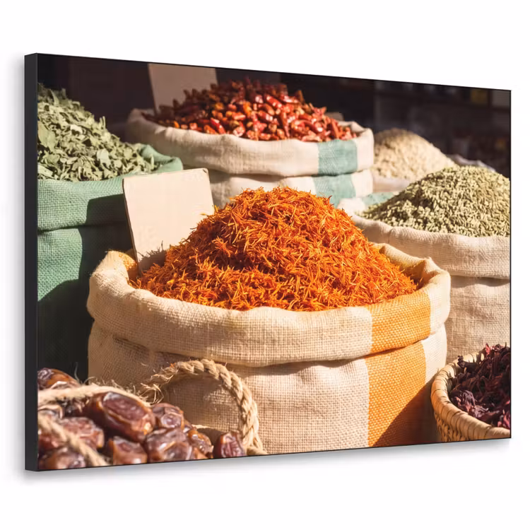 Art Frame - Herbs - Market - Colorful - Kruiden - Markt - Kleurrijk Textielframe zwart klein
