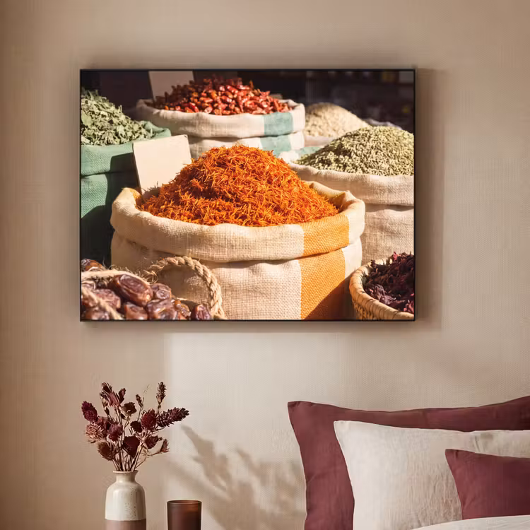 Art Frame - Herbs - Market - Colorful - Kruiden - Markt - Kleurrijk Textielframe zwart klein