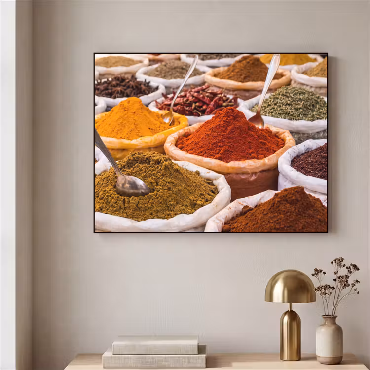 Art Frame - Herbs - Market - Food - Kruiden - Markt - Eten Textielframe zwart klein
