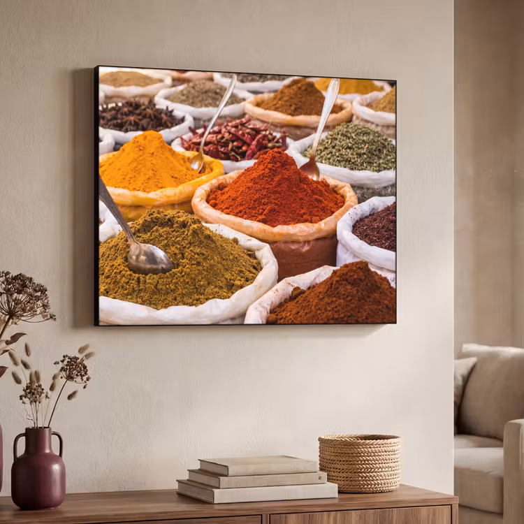 Art Frame - Herbs - Market - Food - Kruiden - Markt - Eten Textielframe zwart klein