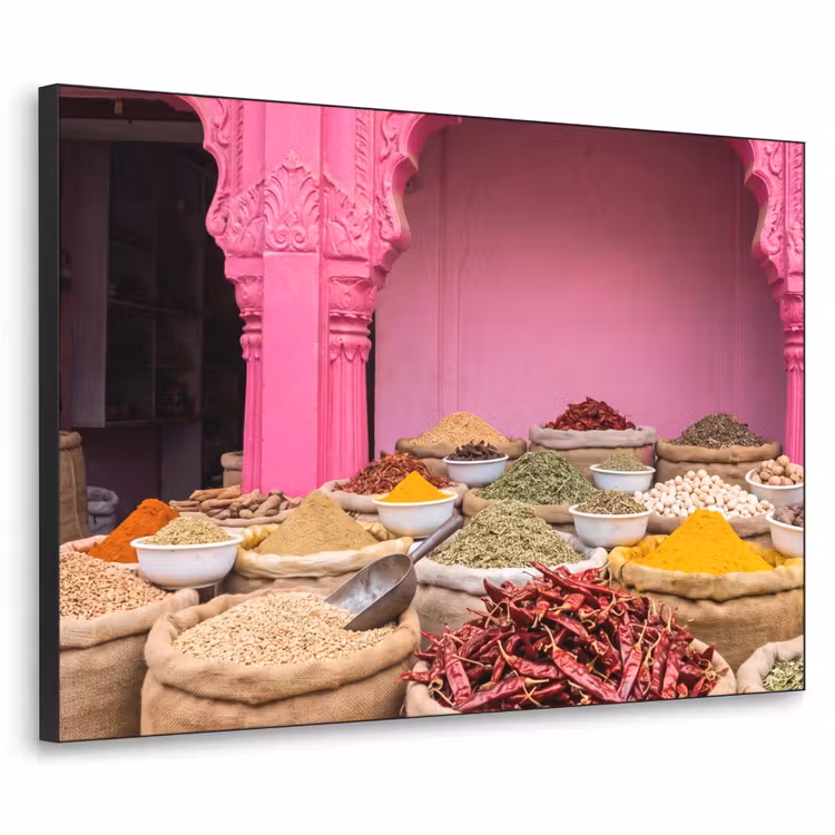 Art Frame - Herbs - Market - Pink - Kruiden - Markt - Roze Textielframe zwart klein