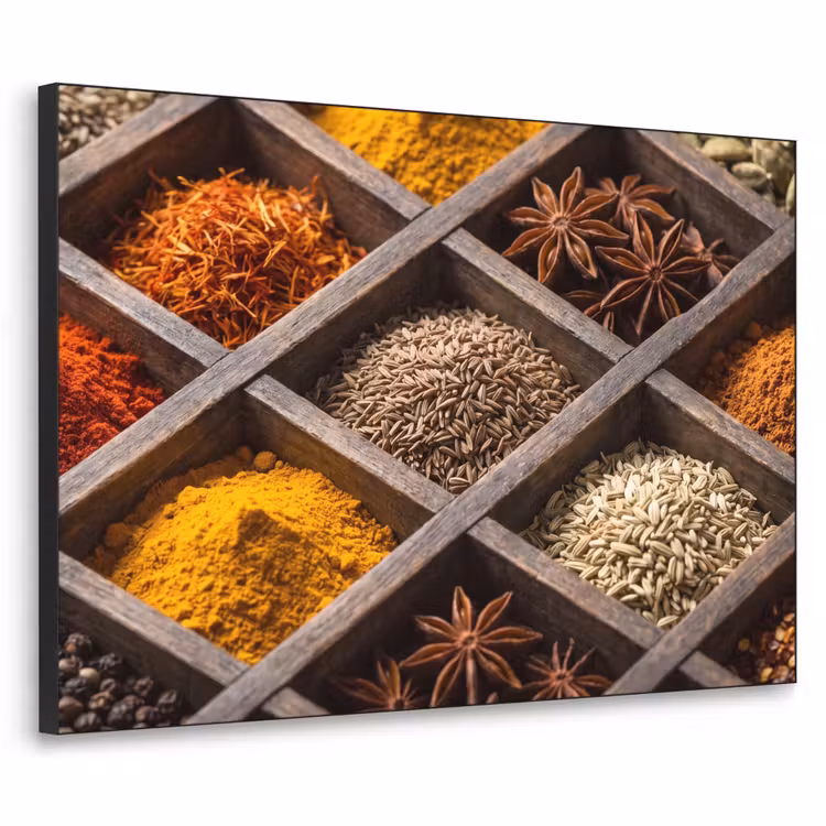 Art Frame - Herbs - Wood - Food - Kruiden - Houten - Eten Textielframe zwart klein