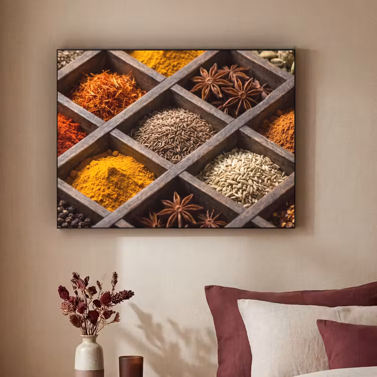 Art Frame - Herbs - Wood - Food - Kruiden - Houten - Eten Textielframe zwart klein