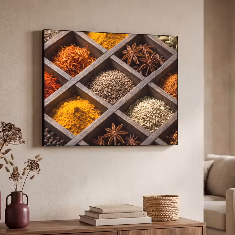 Art Frame - Herbs - Wood - Food - Kruiden - Houten - Eten Textielframe zwart klein
