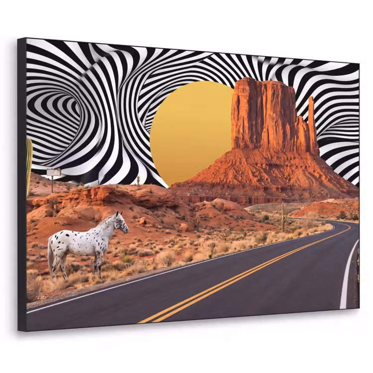 Art Frame - Horse - Desert - Nature - Paard - Woestijn - Natuur Textielframe zwart klein