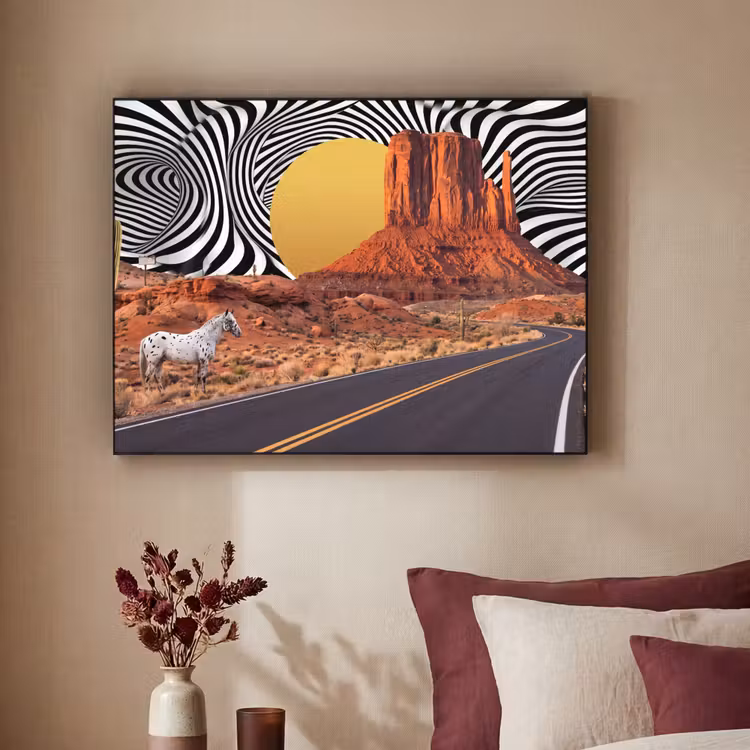 Art Frame - Horse - Desert - Nature - Paard - Woestijn - Natuur Textielframe zwart klein