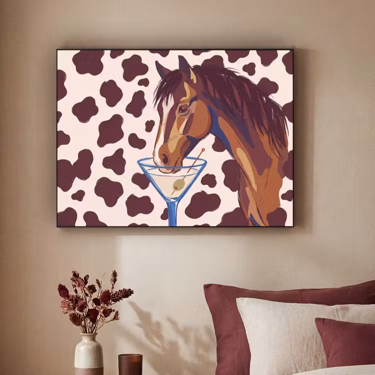 Paard - Martini - Dieren - Abstract - Bruin Textielframe zwart klein -sfeer1