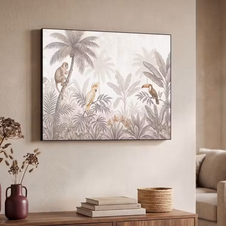 Jungle - Dieren - Palmbomen Textielframe zwart klein -sfeer3
