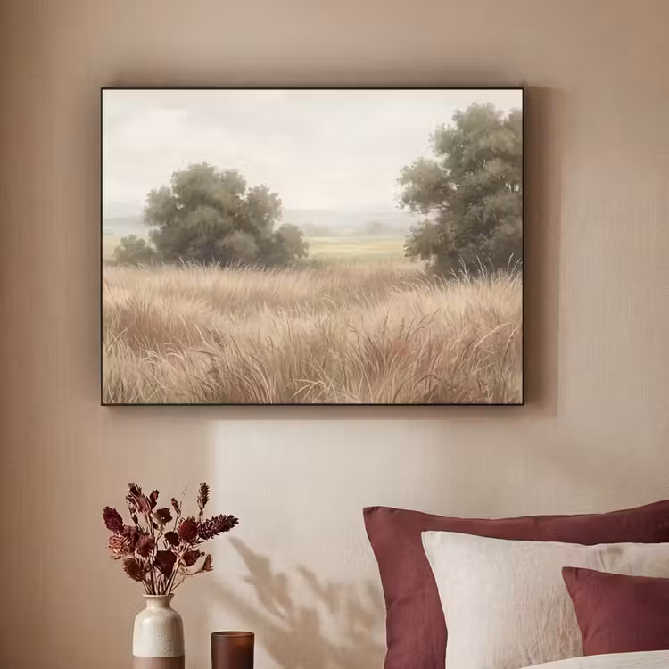 Landschap - Minimalistisch - Beige Textielframe zwart klein -sfeer1