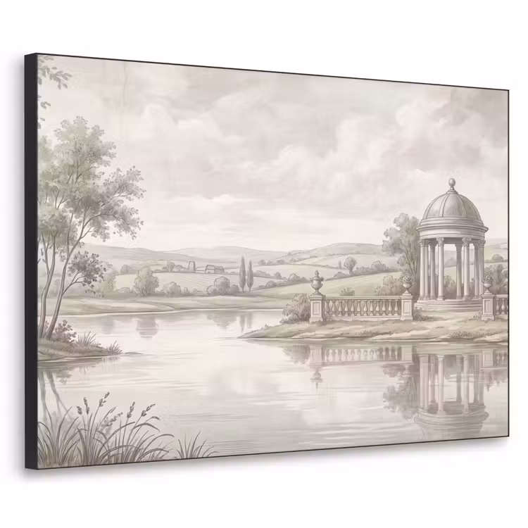 Landschap - Water - Natuur - Sepia Textielframe zwart klein -3d