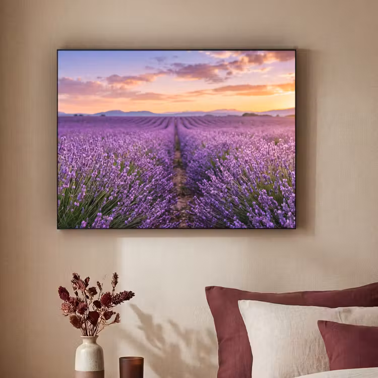 Lavendel - Veld - Natuur - Paars Textielframe zwart klein -sfeer1