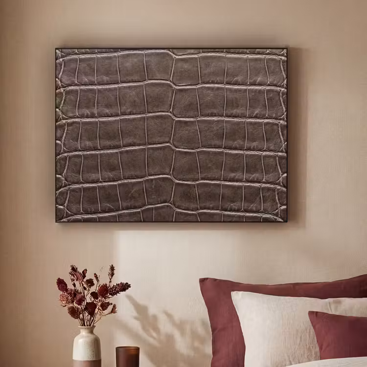 Leer - Krokodil - Mat Textielframe zwart klein -sfeer1