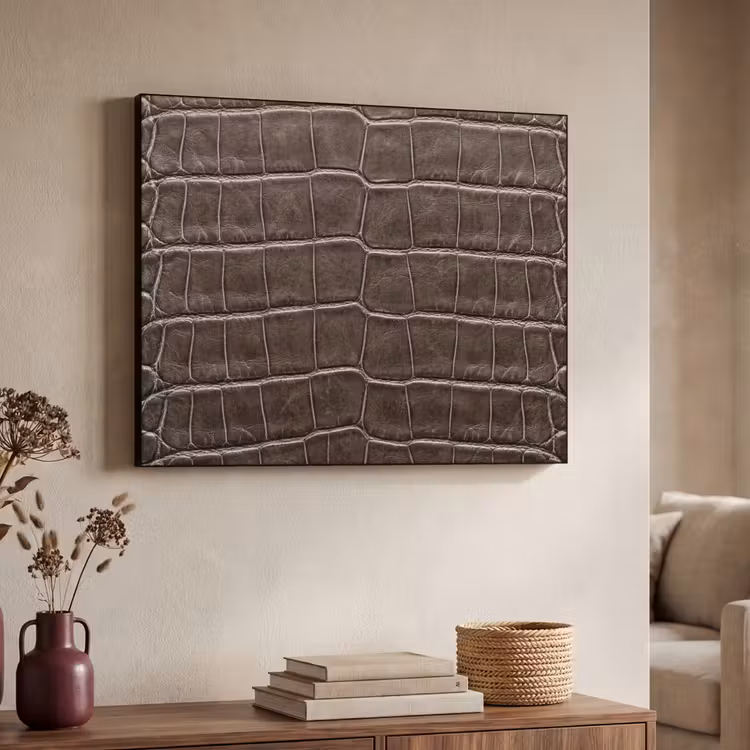 Leer - Krokodil - Mat Textielframe zwart klein -sfeer3