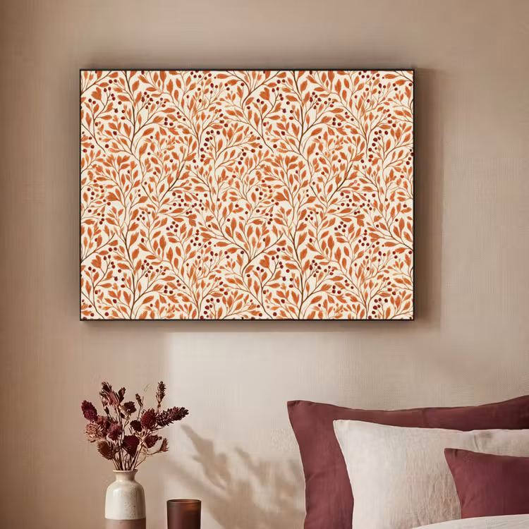 Bladeren - Botanisch - Terracotta Textielframe zwart klein 947 -sfeer1