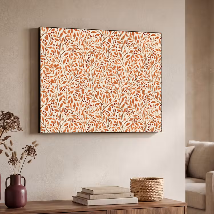 Bladeren - Botanisch - Terracotta Textielframe zwart klein 947 -sfeer3