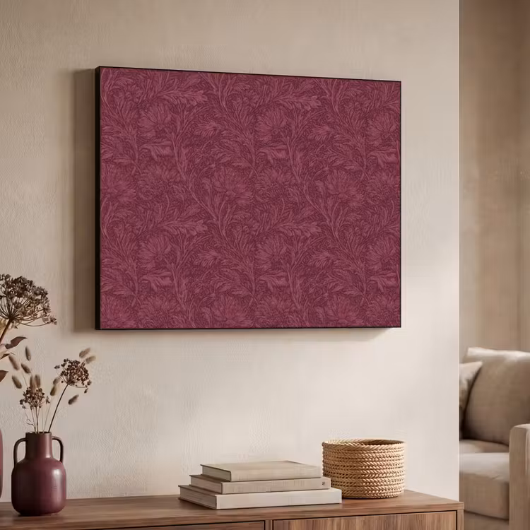 Bladeren - Patroon - Paars Textielframe zwart klein 947 -sfeer3