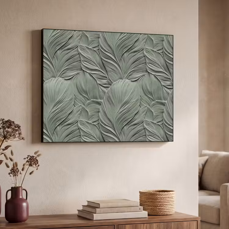 Bladeren - Textuur - Groen Textielframe zwart klein 947 -sfeer3