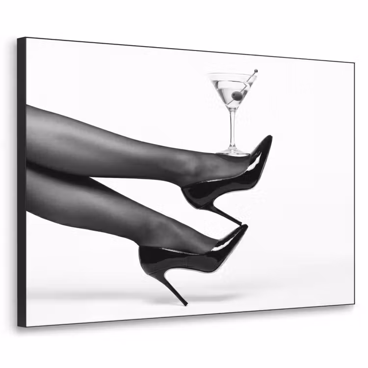 Benen - Hakken - Glas - Zwart - Wit - Speels Textielframe zwart klein -3d