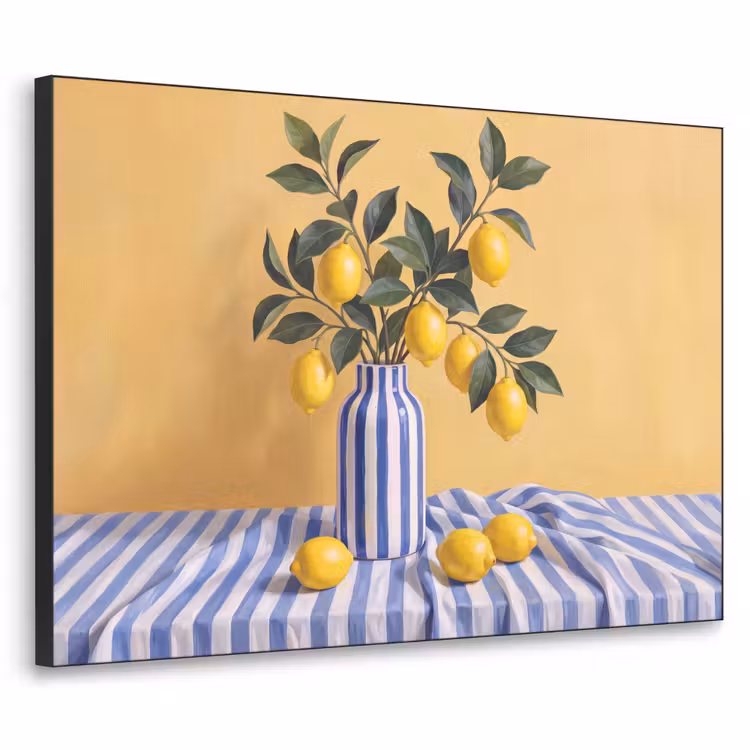 Art Frame - Lemon - Still Life - Modern - Citroen - Stilleven - Modern Textielframe zwart klein