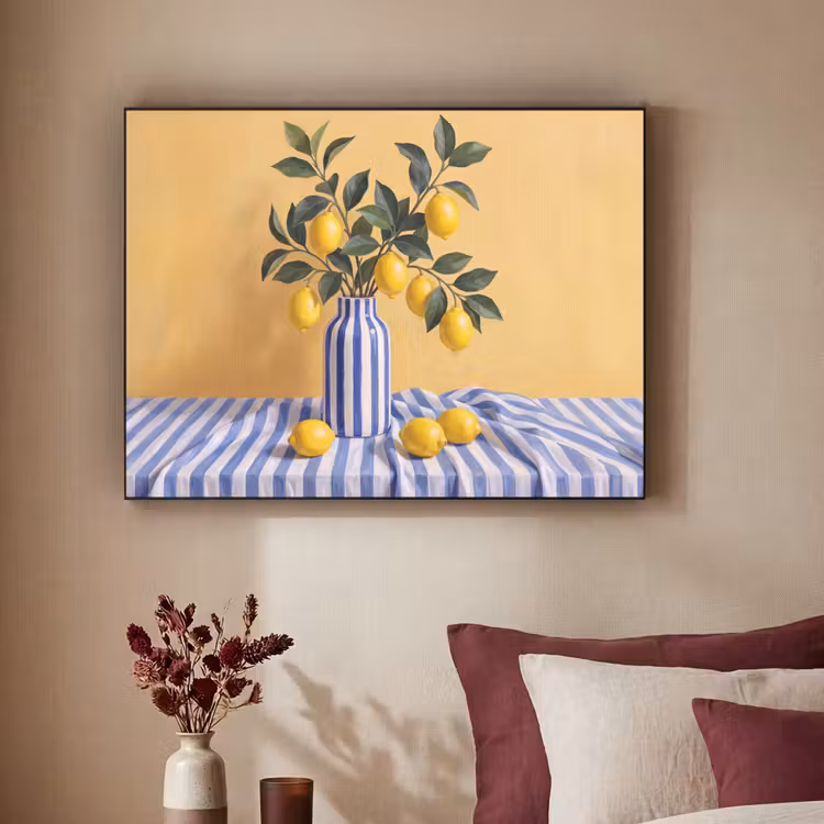 Art Frame - Lemon - Still Life - Modern - Citroen - Stilleven - Modern Textielframe zwart klein