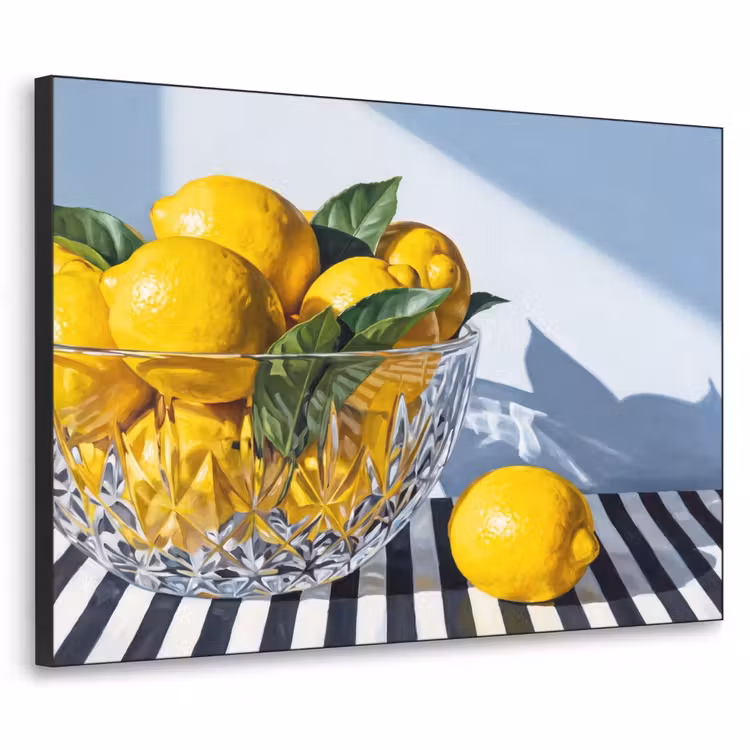 Art Frame - Lemons - Fruit - Yellow - Citroenen - Fruit - Geel Textielframe zwart klein